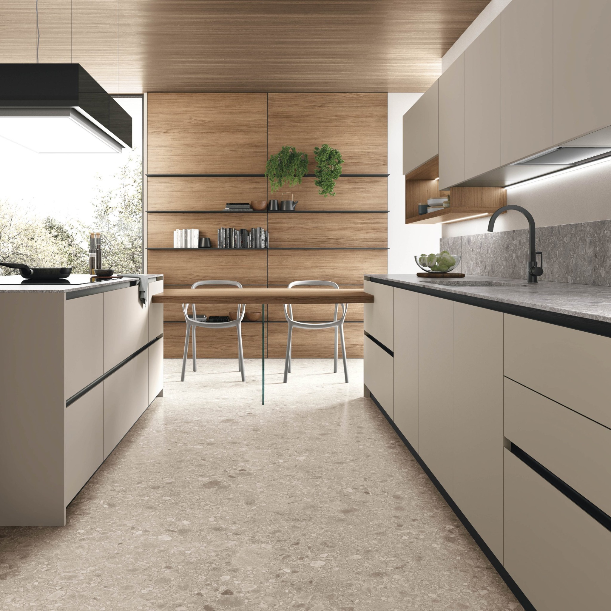 Cuisine italienne moderne aux façades épurées