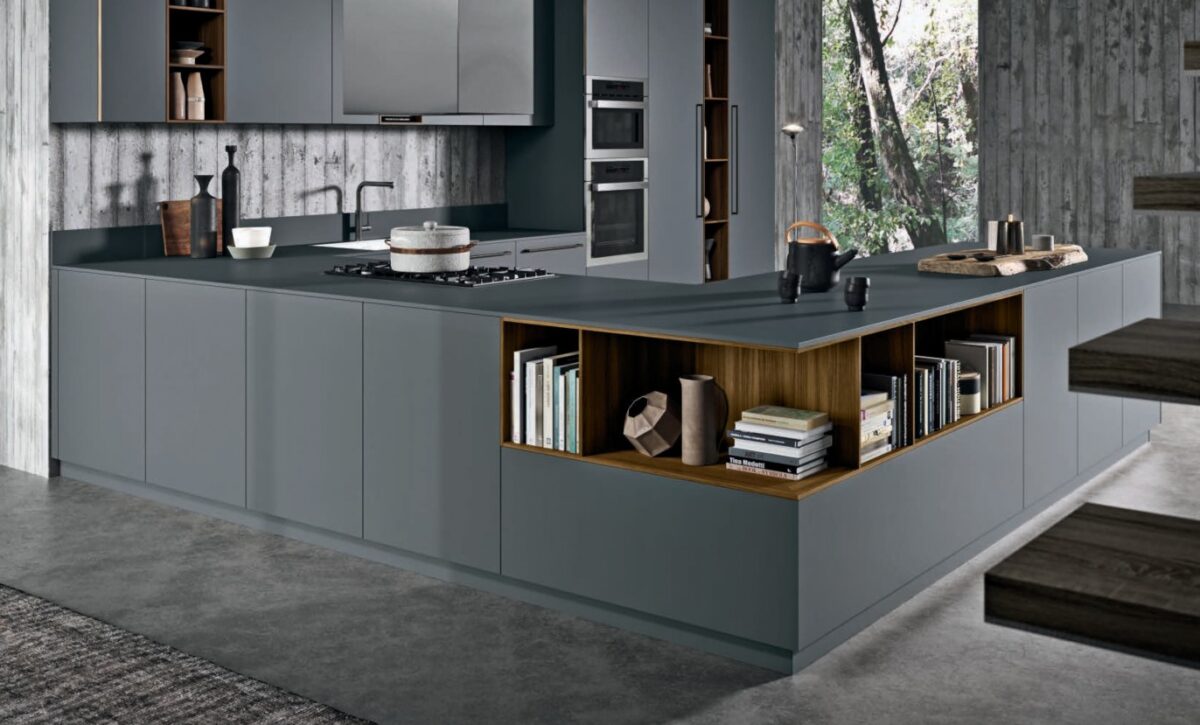 Cuisine Stosa avec îlot central et finitions bois